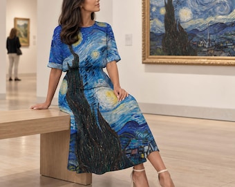 Vincent van Gogh The Starry Night Midi Dress: Post-Impressionist Art