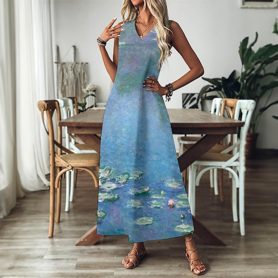 Monet Water Lilies Dress: Recycled Polyester A-line Maxi - Etsy Monet Water Lilies Dress: Recycled Polyester A-line Maxi - Etsy