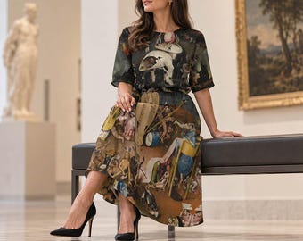 Hieronymus Bosch Hell Panel Midi Dress: Garden of Earthly Delights