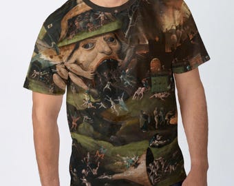 100% katoenen T-shirt met all-over print, Christ Breaking Down the Gates of Hell, Bosch, XS-5XL