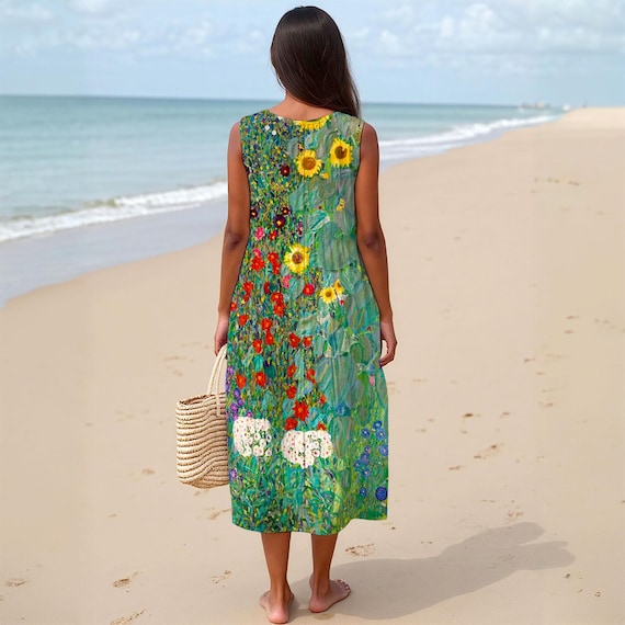 slub cotton sleeveless dress Women's Slub Cotton Sleeveless Dress (Check)