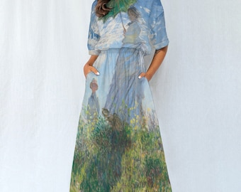 Femme Claude Monet avec une robe taille ombrelle - Choix artistique mode inspiré de l'art impressionniste - Robe artistique d'influence Monet