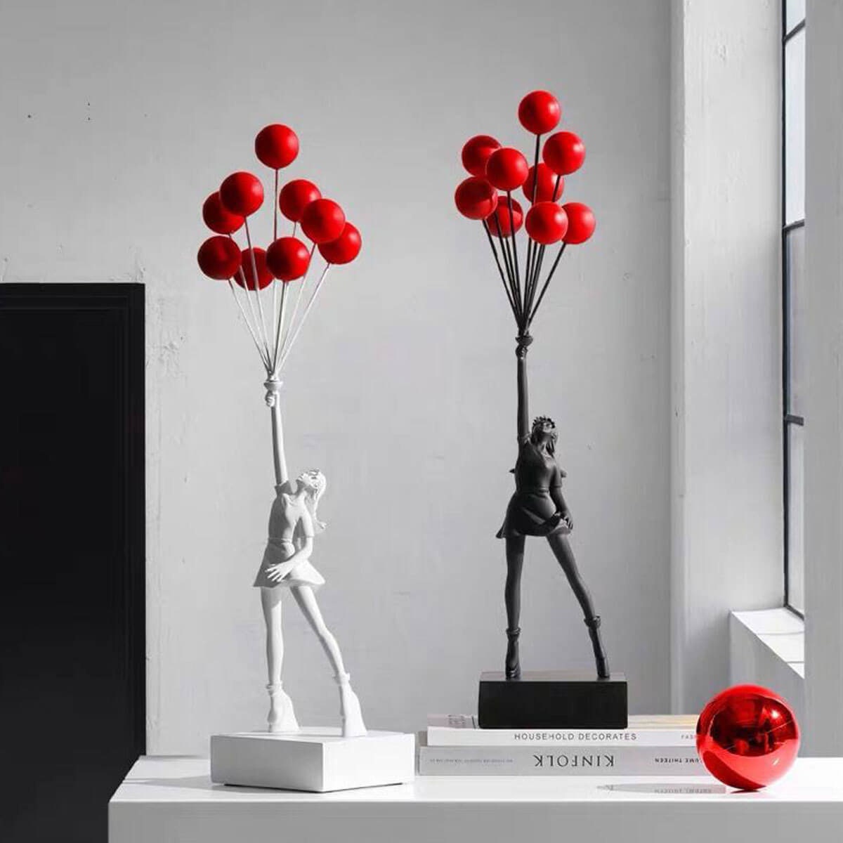 彫刻/オブジェ MEDICOM TOY - BANKSY FLYING BALLOONS GIRL GESSO Ver Medicom Toy Flying balloon girl Red black Balloons Ver