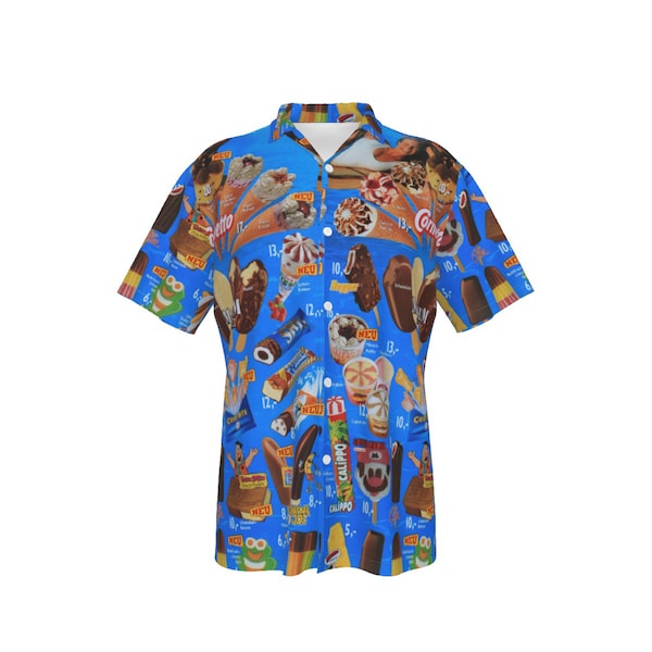 Zomerfeestoutfit, die oude ijsjes unisex Hawaiiaans shirt nostalgisch zomerijs vintage voor de retro nostalgie maten tot 8XL