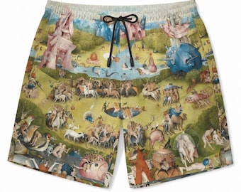 Men's Beach Shorts The Garden of Earthly Delights by Hieronymus Bosch S-5XL