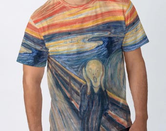 All-Over Print Cotton T-Shirt, The Scream by Edvard Munch, XS-5XL