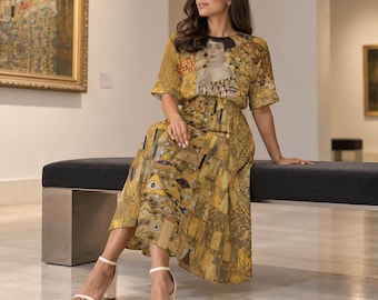 Gustav Klimt Woman in Gold Midi Dress: Adele Bloch-Bauer I
