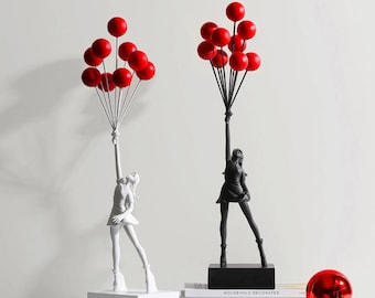 Holen Sie sich die elegante Statue „Ballonmädchen Banksy Flying Sculpture Modern Art“.