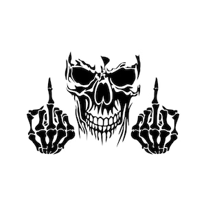 Skull with Middle finger Vinyl Decal, Skull decal, Skull sticker, Skull car window decal, Skull, Skull back window decal, Middle finger
