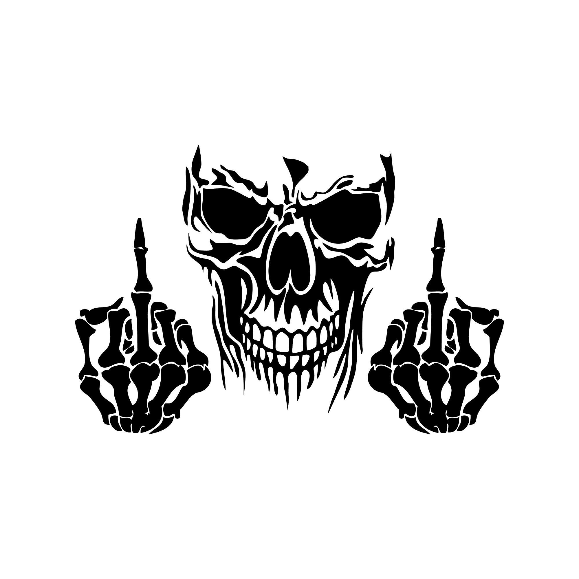 Skull with Middle finger Vinyl Decal, Skull decal, Skull sticker, Skull car window decal, Skull, Skull back window decal, Middle finger