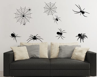 Halloween Decor, Spider decals, Spider Web decals, Halloween Party Decorations, Spider wall decals, Spider web wall decals, Halloween decals