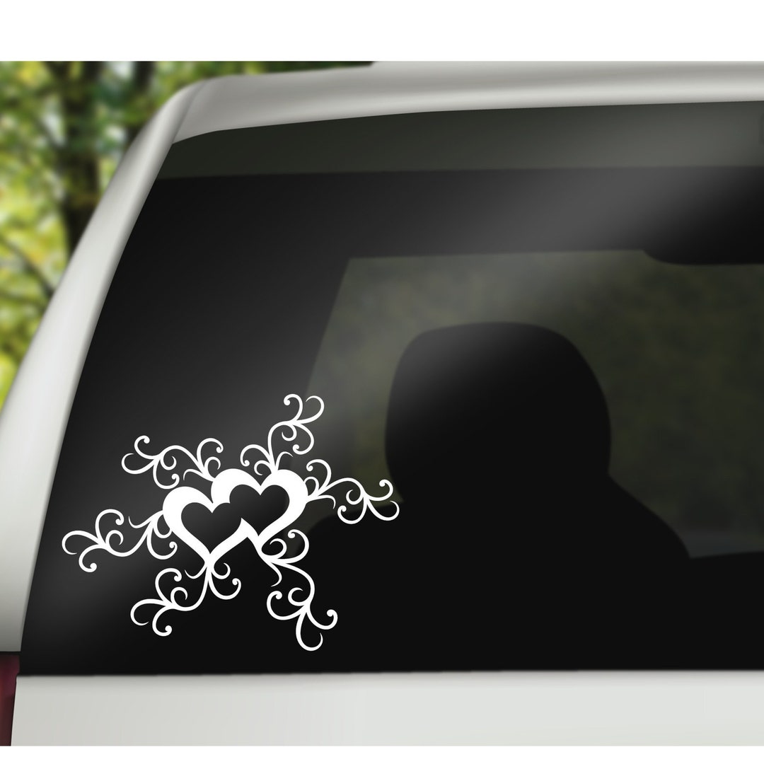Heart Car Decal Heart Car Window Decal Heart Swirl Decal Etsy