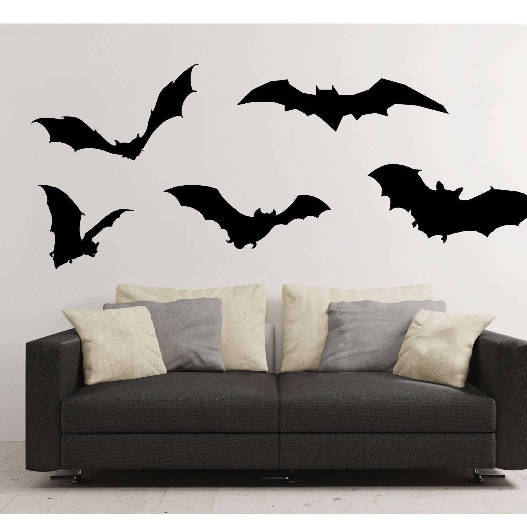 Halloween Decor Bat wall art Flying Bat decals Halloween Etsy