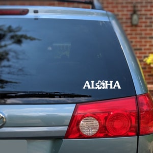 Aloha vinyl decal, Aloha decal, Aloha sticker, Aloha rear window decal, Aloha window decal, Aloha, Hibiscus flower decal, Hibiscus decal