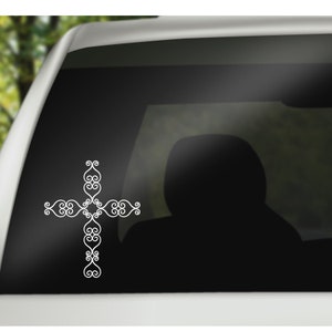 Kreuz mit Herz Flourish, Kreuz Auto Fenster Aufkleber, Kreuz Vinyl Aufkleber, Kreuz Aufkleber, Cross Flourish Auto Aufkleber, flourished Kreuz Vinyl Aufkleber