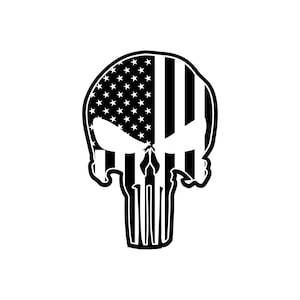 Skull Vinyl Decal, American Flag skull decal,  Punisher skull decal, Skull american sticker , Skull, Skull back window decal