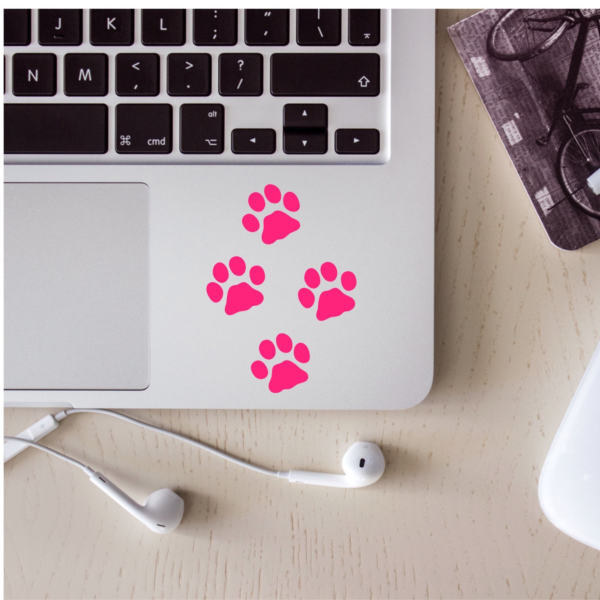 Bear Paw Vinyl Decal Notebook Car Laptop 4.25\" X 5.5\" (Red Holographic