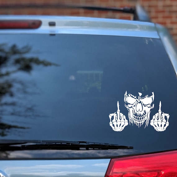 Skull With Middle Fingers Auto Accent Decal Skulls Car Vinyl -  Sweden