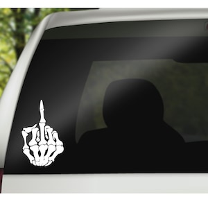 Middle Finger Skeleton Decal, Giving the bird decal, Middle Finger vinyl decal, Middle finger car decal, Skeleton decal, F you decal