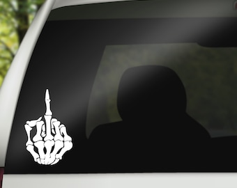 Middle Finger Skeleton Decal, Giving the bird decal, Middle Finger vinyl decal, Middle finger car decal, Skeleton decal, F you decal