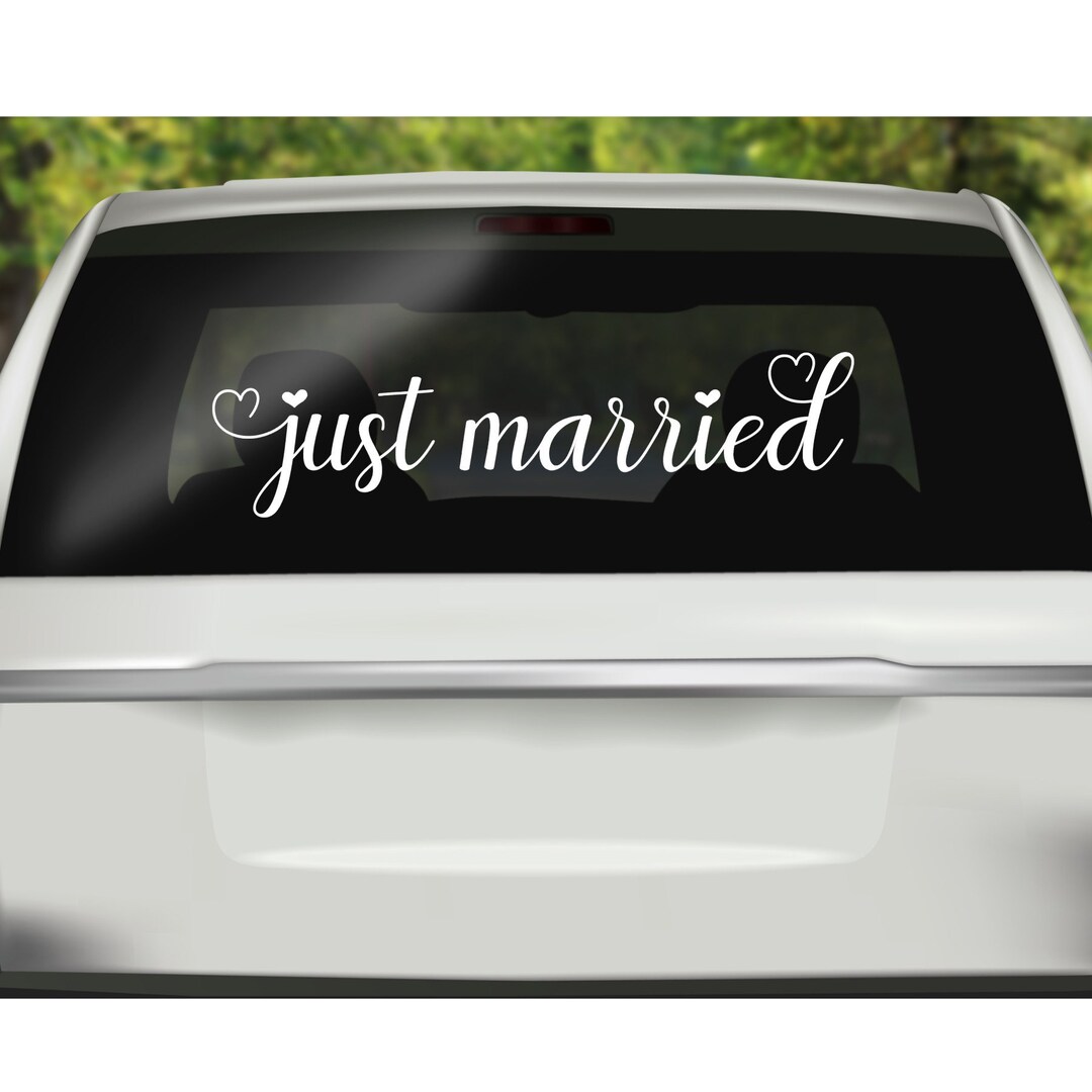 Just Married Rear Window Decal, Just Married Back Window Sticker, Just