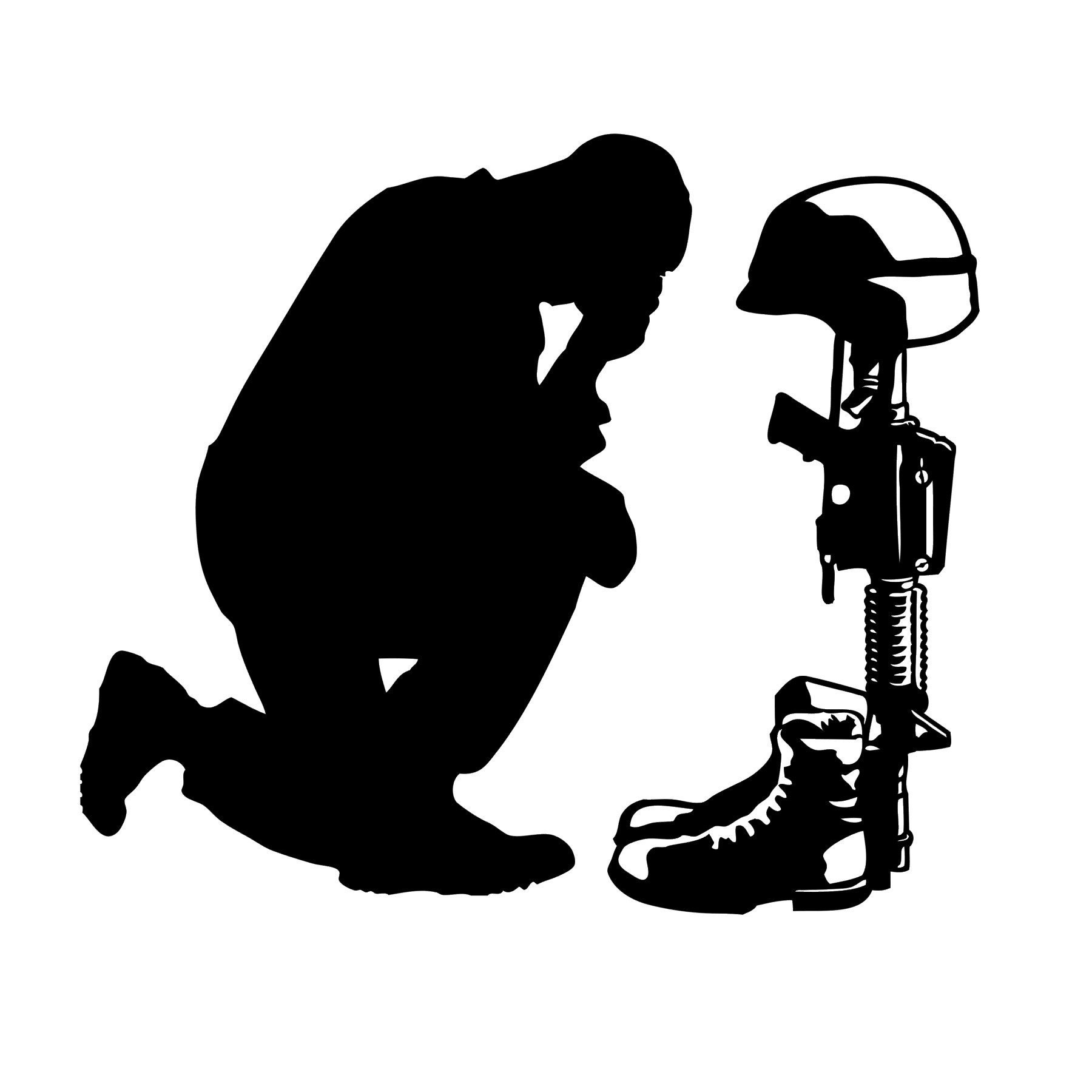 Kneeling Soldier Vinyl Decal, Kneeling Soldier Car Decal, Solider Car Decal...