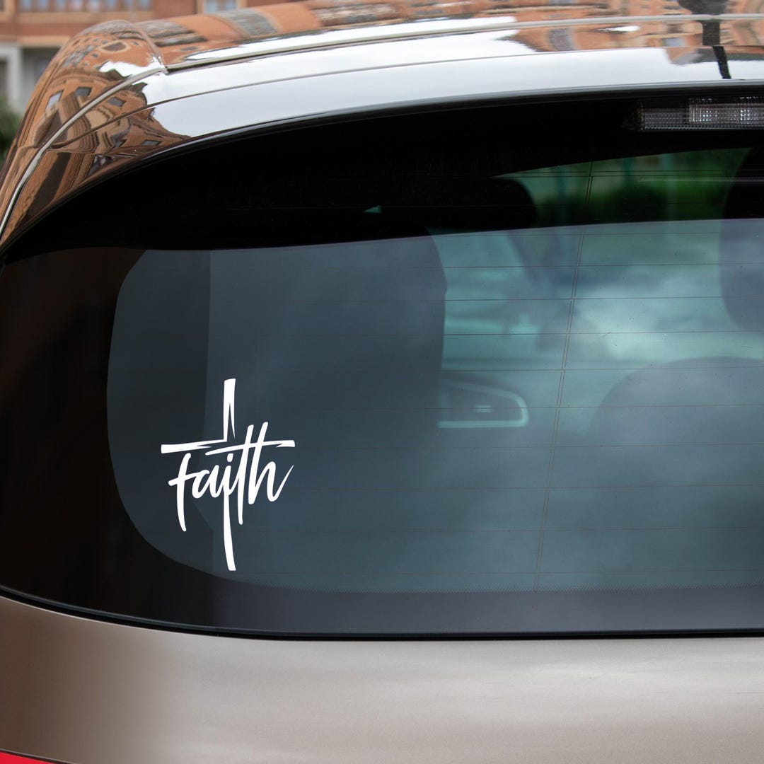 Faith With Cross Vinyl Decal, Faith Sticker, Faith Vinyl Car Decal ...
