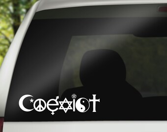 Coexist Over Planet Earth Bumper Sticker Or Magnet – Peace Decal