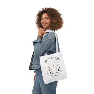 Pink Floral Moon Moth Tote Bag