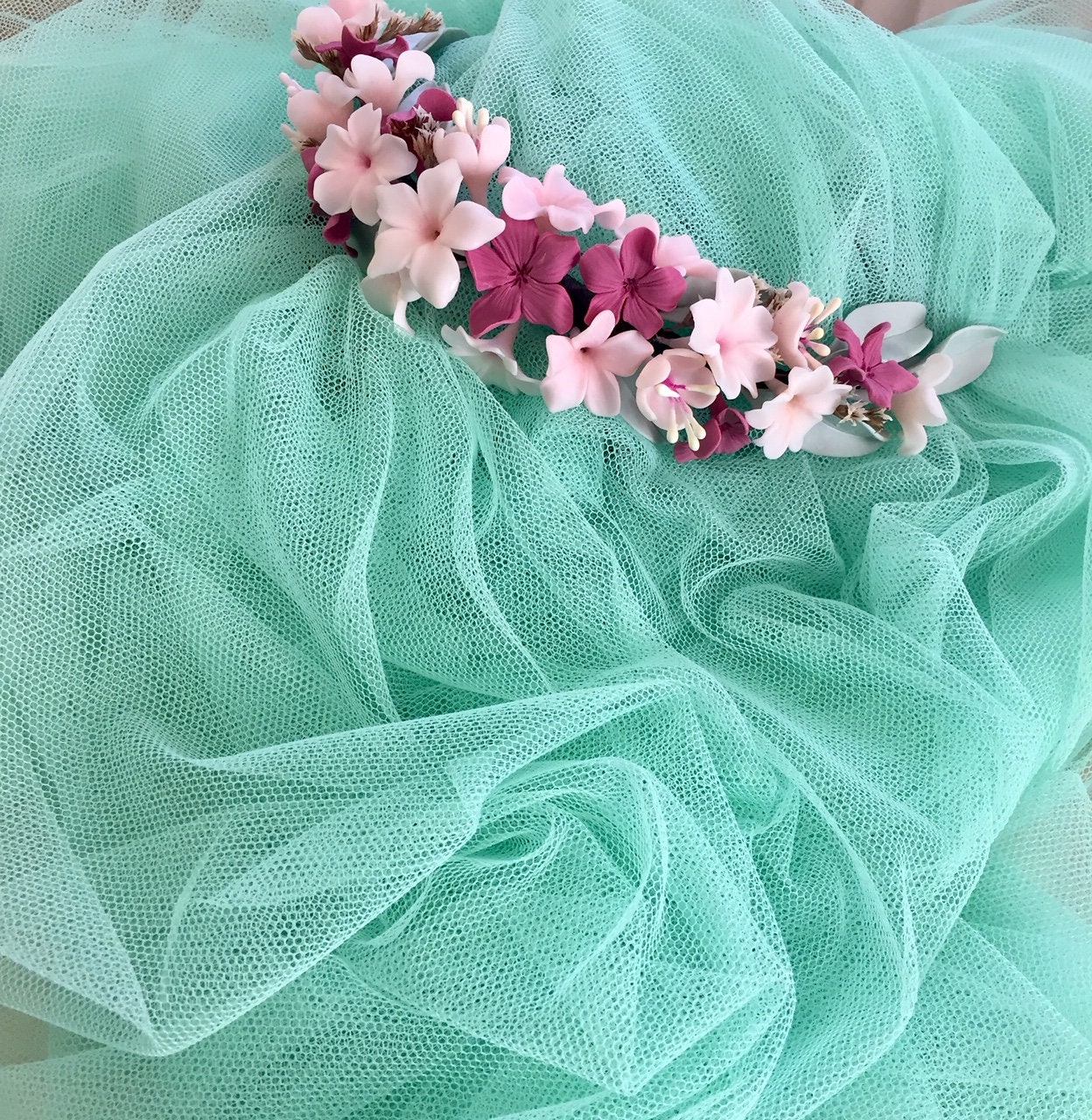 SUPER SALE, Wedding Veil Pale Pink, Wedding Veil Tulle Light Blue