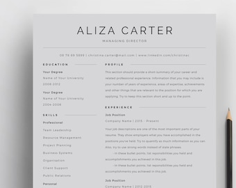 minimalist resume etsy resume template minimalist