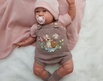 Set of 2 pieces, Baby jumpsuit, Summer jumpsuit, Jumpsuit and socks set, Sleeveless jumpsuit, Organic cotton baby set, Embroidered baby set
