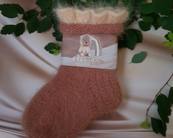 Calcetines de angora, Calcetines de lana de punto, Calcetines hechos a mano para niños, Regalo para niño, Calcetines de invierno para bebé, Calcetines esponjosos, calcetines cálidos