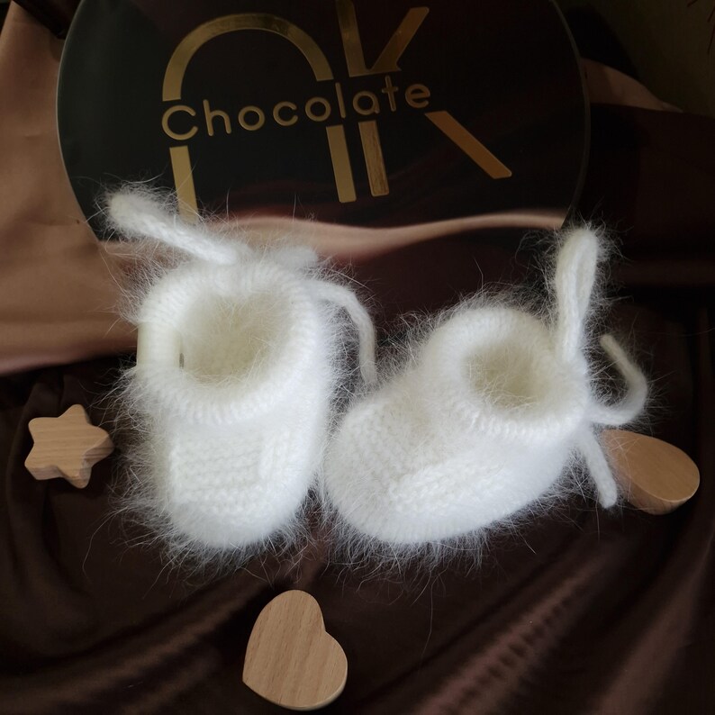 Angora knitted baby booties, Newborn Booties, Infant Booties, Newborn Shoes, Newborn Baby Shoes, Gift For Newborn image 14