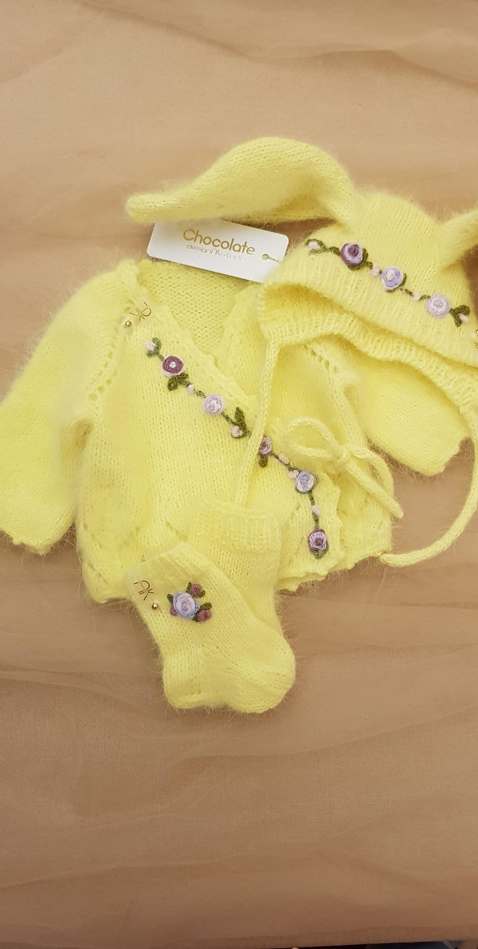 Knitted Baby Angora 3-in-1 Set. Set for Newborns Made of Angora With ...