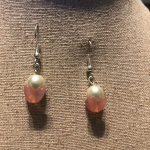 White and Pink Earrings