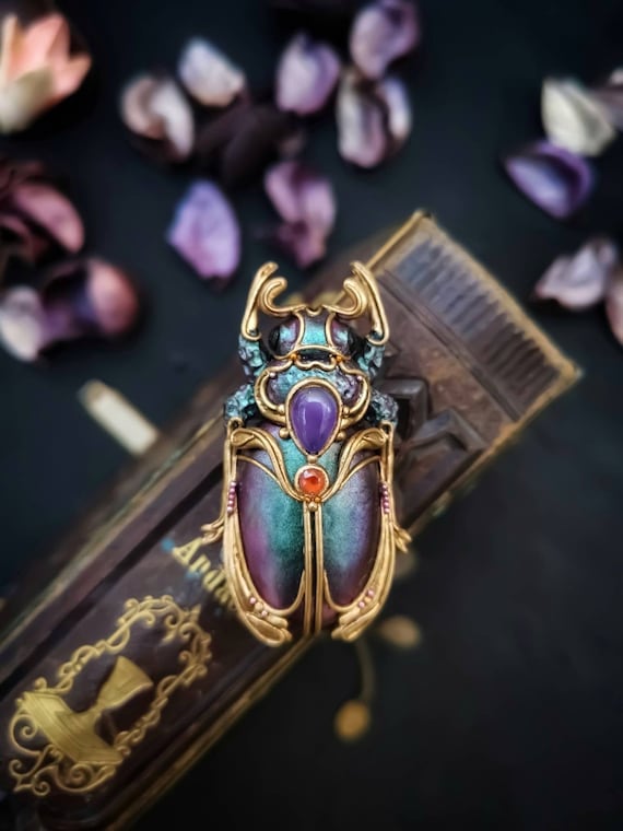 Scarab Brooch a Mystic Insect Symbol Beetle Lapel Pin Scarf or