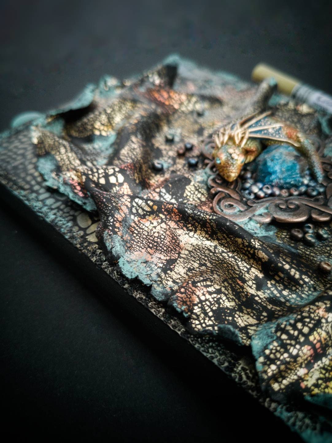 Gratitude journal, dream journal, spiritual or personal journal, secret diary, artisan scrapbook, gift for dragon, fairy, pixie, elf lovers