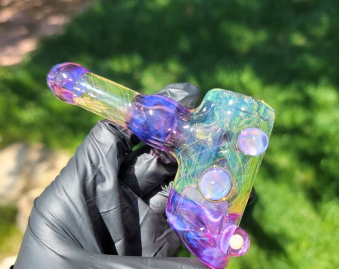 Silver and Gold Fumed Glass Hammer Pipe Handmade Unique Etsy