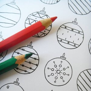 Carte à colorier DIY Boules de Noel image 1