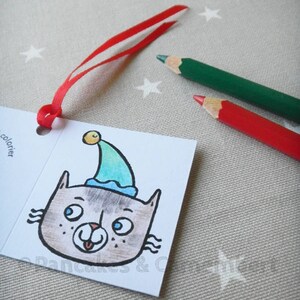 8 étiquettes cadeaux à colorier DIY Chats de Noel image 4