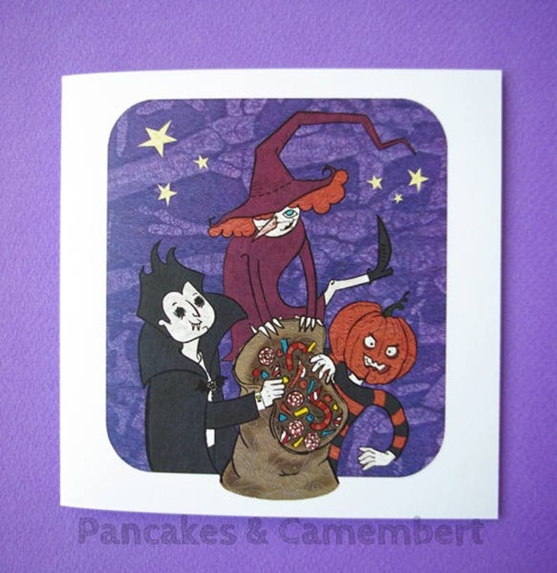 Halloween Square Greeting Card Trick or treat image 1