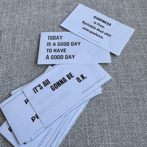 Tarjetas de bondad imprimibles de Thought Drops / 10 minitarjetas con citas únicas para difundir positividad / Descarga instantánea para actos de bondad