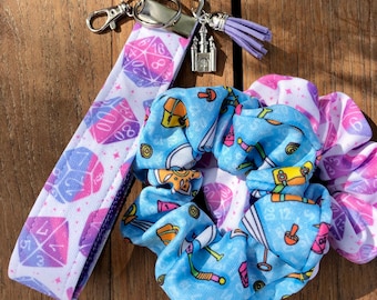 D20 Key Fob and Scrunchies / Keychain / Wristlet / Dungeon and Dragons