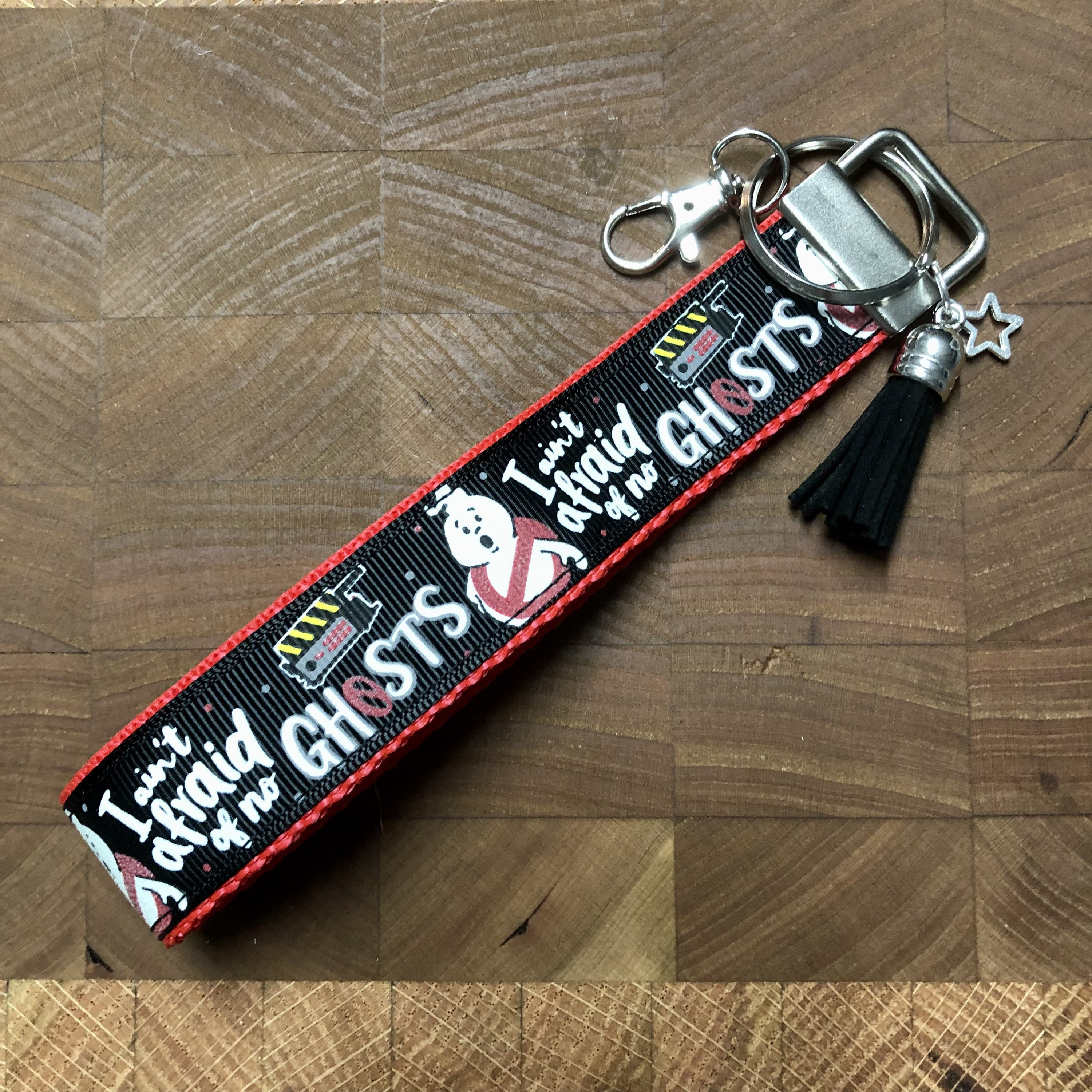 Ghostbusters Logo Metal Keychain With Red Lanyard - Who You Gonna Call? Official Movie Memorabilia