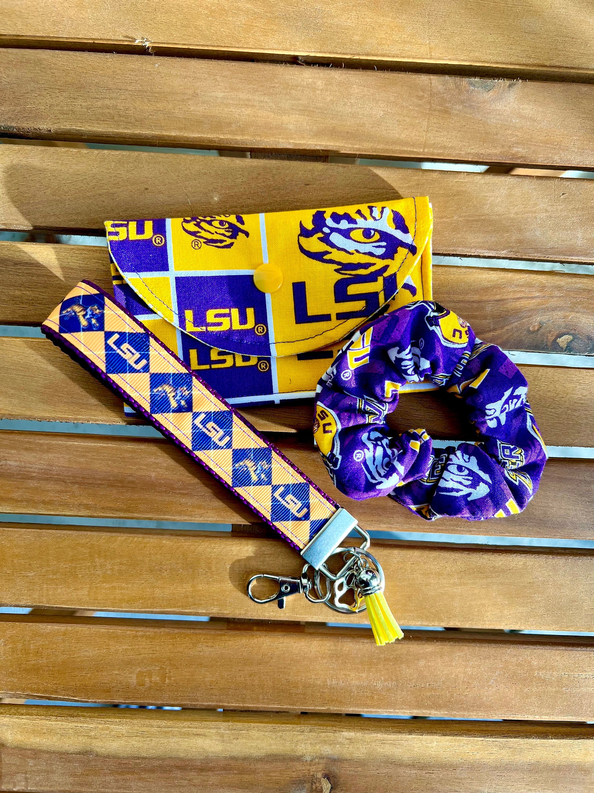 Desert Cactus Louisiana State University LSU Tigers Geaux Car Keys ID Badge  Holder Lanyard Keychain Detachable Breakaway Snap Buckle (Purple)