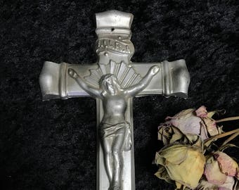 Metal Silver Crucifix Antique Religious Antiques