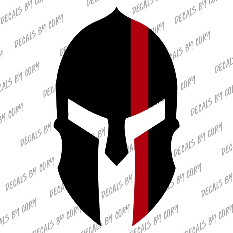 Fireman Firefighter Thin Red Line Spartan Helmet Vinyl Decal Sticker