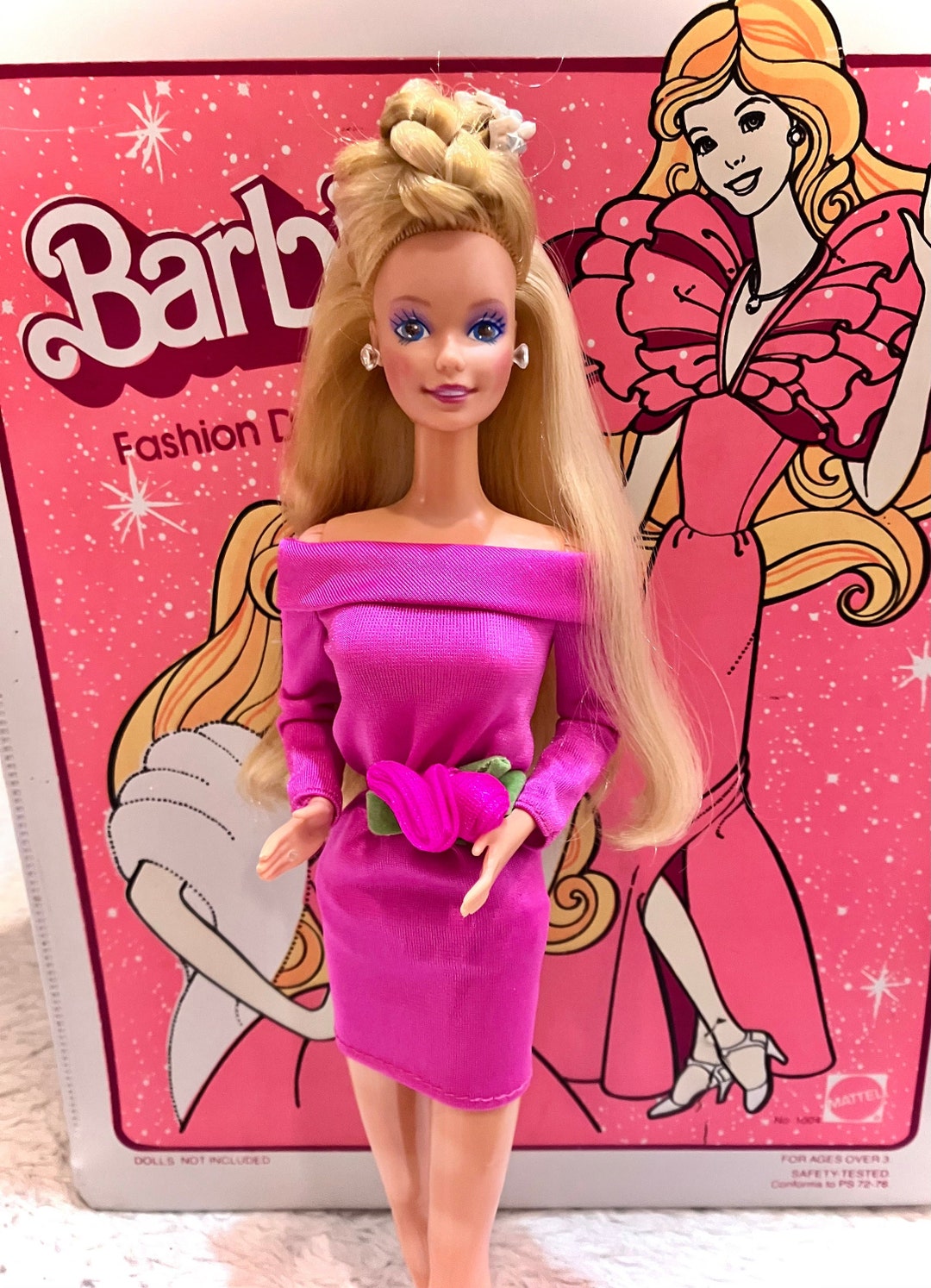 Very Rare Fuchsia Pink 80s Barbie Dress With Rose Belt - Etsy