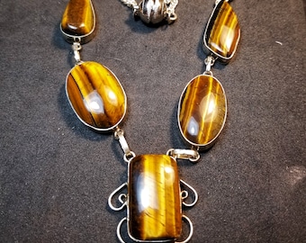 Tigerseye Necklace Sterling Silver Gemstone